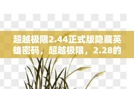超越极限2.44正式版隐藏英雄密码,超越极限,2.28的奇迹与挑战 超越极限2.44正式版隐藏英雄密码,超越极限,2.28的奇迹与挑战
