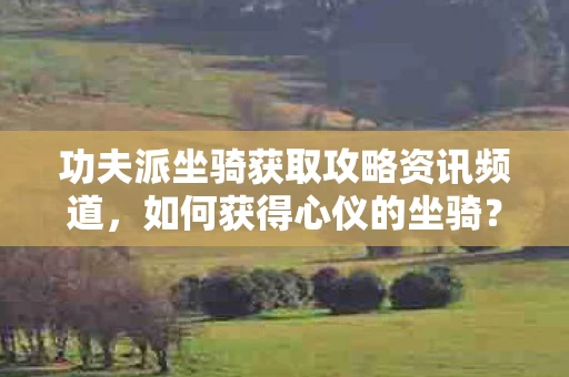 功夫派坐骑获取攻略资讯频道图片