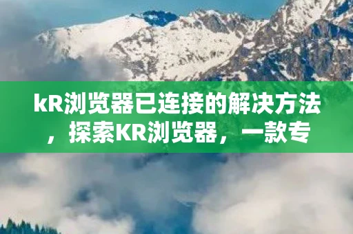 kR浏览器已连接的解决方法，探索KR浏览器，一款专为高效工作与学习设计的浏览器