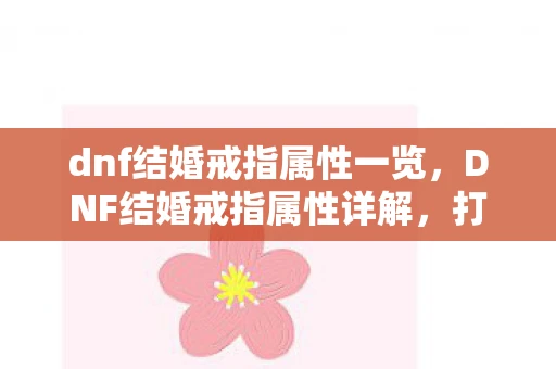 dnf结婚戒指属性一览，DNF结婚戒指属性详解，打造最强婚戒，提升角色战力！