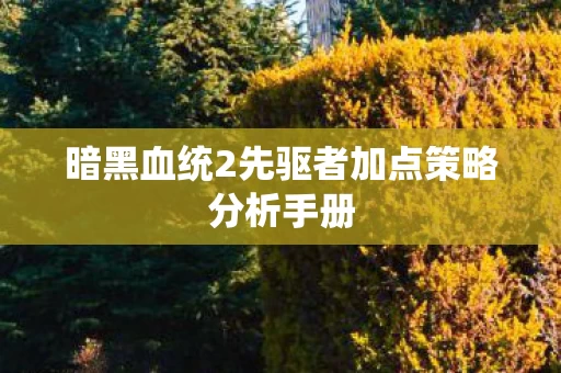 暗黑血统2先驱者加点策略分析手册图片