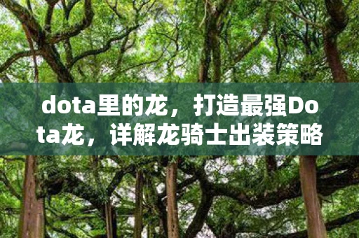 dota里的龙，打造最强Dota龙，详解龙骑士出装策略