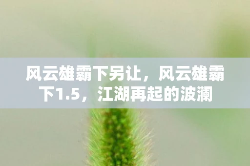 风云雄霸下另让，风云雄霸下1.5，江湖再起的波澜