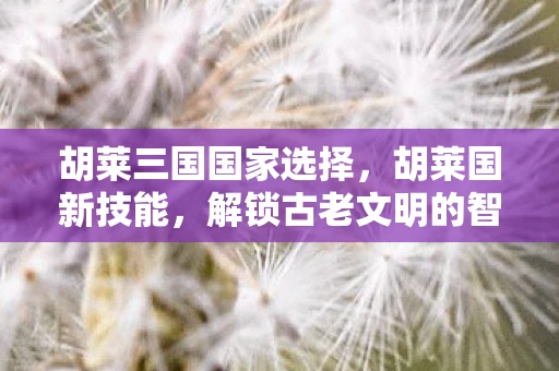 胡莱三国国家选择，胡莱国新技能，解锁古老文明的智慧