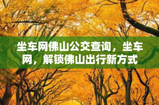 坐车网佛山公交查询，坐车网，解锁佛山出行新方式