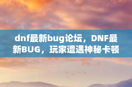 dnf最新bug论坛，DNF最新BUG，玩家遭遇神秘卡顿问题，官方紧急介入调查