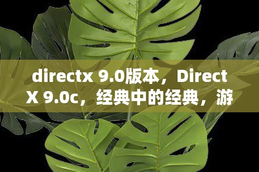 directx 9.0版本，DirectX 9.0c，经典中的经典，游戏开发的黄金时代