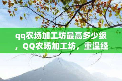 qq农场加工坊最高多少级，QQ农场加工坊，重温经典，打造个性化农场体验