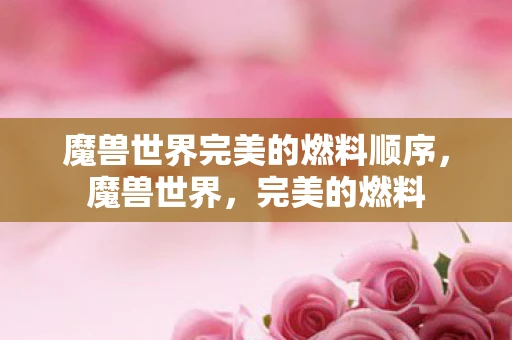 魔兽世界完美的燃料顺序，魔兽世界，完美的燃料