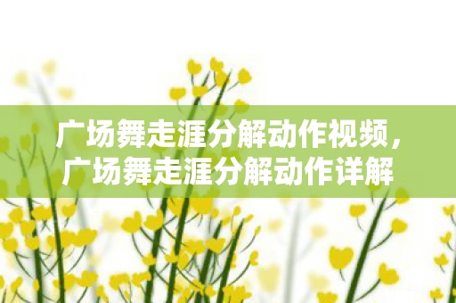 广场舞走涯分解动作视频，广场舞走涯分解动作详解