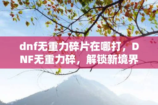dnf无重力碎片在哪打，DNF无重力碎，解锁新境界的冒险之旅