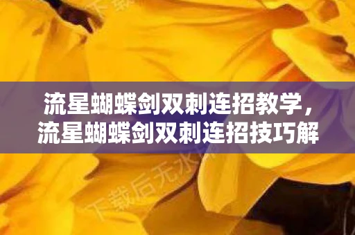 流星蝴蝶剑双刺连招教学，流星蝴蝶剑双刺连招技巧解析