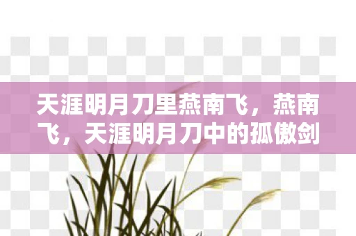 天涯明月刀里燕南飞,燕南飞,天涯明月刀中的孤傲剑客 天涯明月刀里燕南飞,燕南飞,天涯明月刀中的孤傲剑客