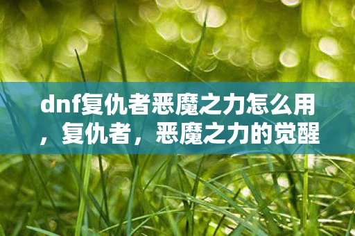 dnf复仇者恶魔之力怎么用，复仇者，恶魔之力的觉醒