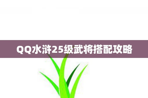 QQ水浒25级武将搭配攻略图片