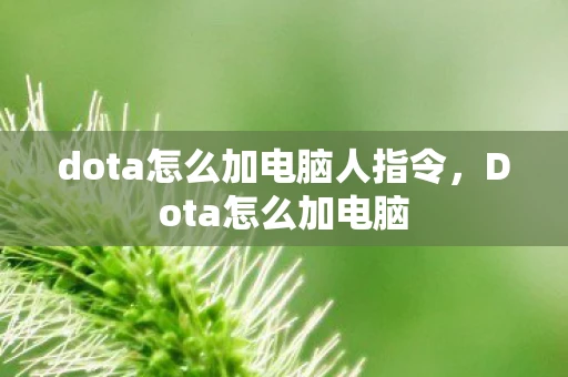 dota怎么加电脑人指令，Dota怎么加电脑