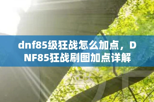 dnf85级狂战怎么加点，DNF85狂战刷图加点详解