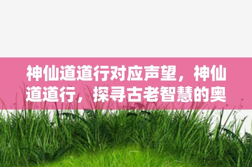 神仙道道行对应声望，神仙道道行，探寻古老智慧的奥秘