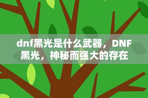 dnf黑光是什么武器,DNF黑光,神秘而强大的存在 dnf黑光是什么武器,DNF黑光,神秘而强大的存在