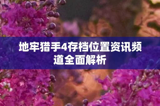 地牢猎手4存档位置资讯频道全面解析图片