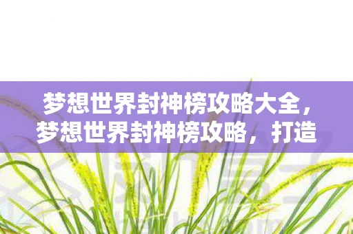 梦想世界封神榜攻略大全，梦想世界封神榜攻略，打造你的传奇之路