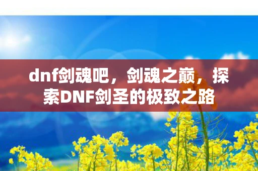 dnf剑魂吧,剑魂之巅,探索DNF剑圣的极致之路 dnf剑魂吧,剑魂之巅,探索DNF剑圣的极致之路
