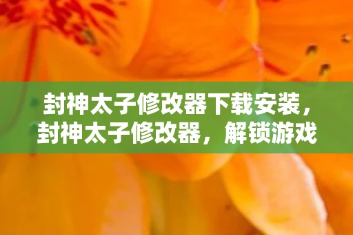 封神太子修改器下载安装，封神太子修改器，解锁游戏世界的秘密