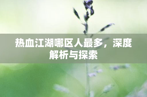 热血江湖哪区人最多图片