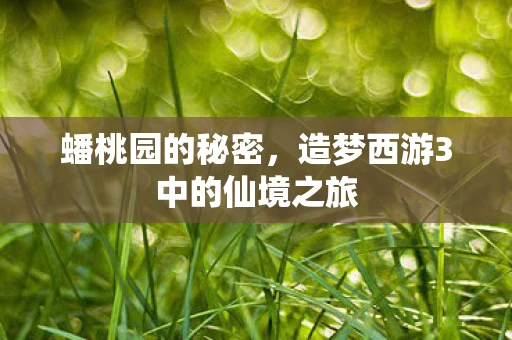 蟠桃园的秘密，造梦西游3中的仙境之旅