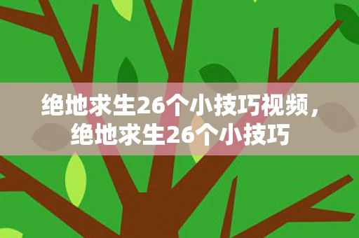 绝地求生26个小技巧视频，绝地求生26个小技巧