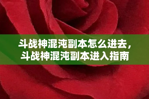 斗战神混沌副本怎么进去,斗战神混沌副本进入指南 斗战神混沌副本怎么进去,斗战神混沌副本进入指南