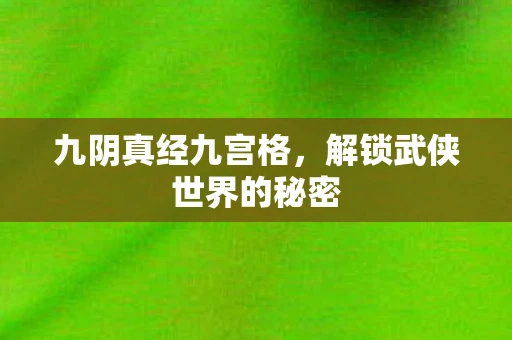 九阴真经九宫格，解锁武侠世界的秘密