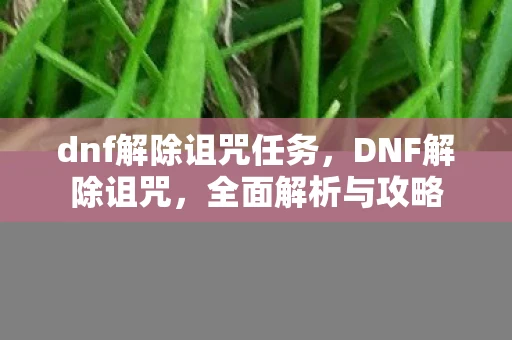 dnf解除诅咒任务，DNF解除诅咒，全面解析与攻略