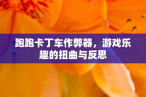 跑跑卡丁车作弊器，游戏乐趣的扭曲与反思