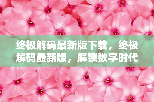 终极解码最新版下载，终极解码最新版，解锁数字时代的无限可能