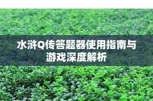 水浒Q传答题器使用指南与游戏深度解析图片