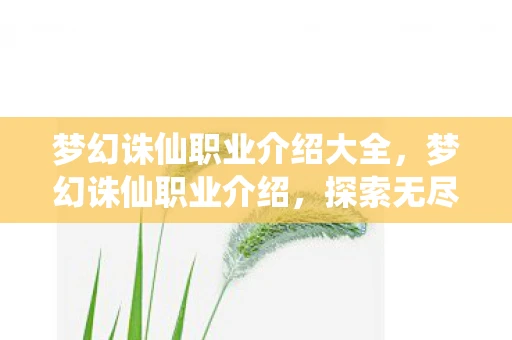 梦幻诛仙职业介绍大全，梦幻诛仙职业介绍，探索无尽仙侠世界
