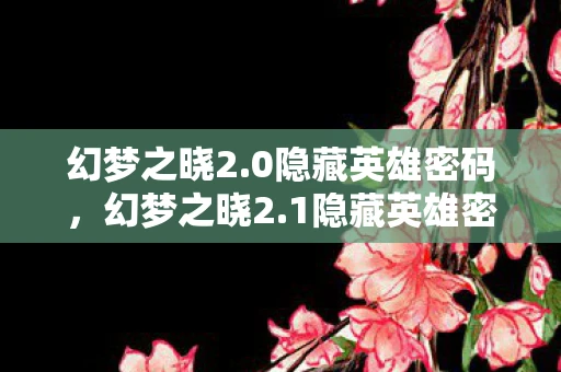 幻梦之晓2.0隐藏英雄密码，幻梦之晓2.1隐藏英雄密码揭秘