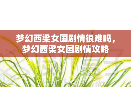 梦幻西梁女国剧情很难吗，梦幻西梁女国剧情攻略