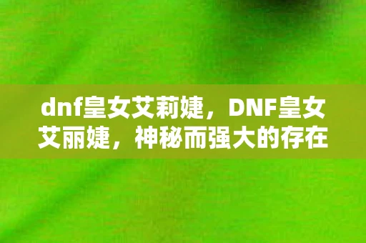 dnf皇女艾莉婕，DNF皇女艾丽婕，神秘而强大的存在