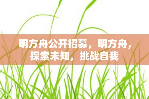 明方舟公开招募，明方舟，探索未知，挑战自我