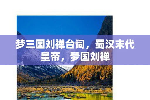 梦三国刘禅台词，蜀汉末代皇帝，梦国刘禅