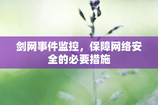 剑网事件监控,保障网络安全的必要措施 剑网事件监控,保障网络安全的必要措施