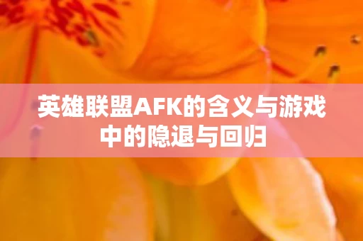 英雄联盟AFK的含义与游戏中的隐退与回归图片