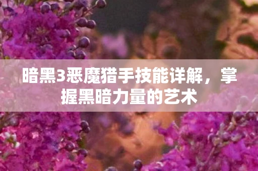 暗黑3恶魔猎手技能详解，掌握黑暗力量的艺术