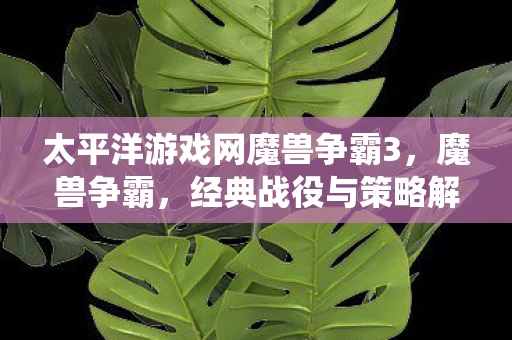 太平洋游戏网魔兽争霸3，魔兽争霸，经典战役与策略解析