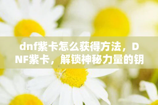 dnf紫卡怎么获得方法，DNF紫卡，解锁神秘力量的钥匙