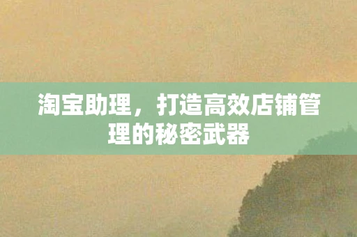 淘宝助理，打造高效店铺管理的秘密武器
