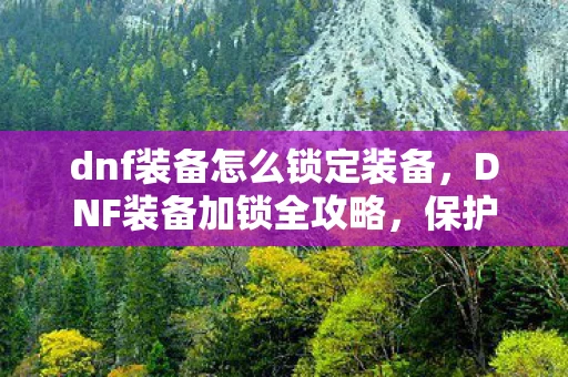 dnf装备怎么锁定装备，DNF装备加锁全攻略，保护你的宝贵财产