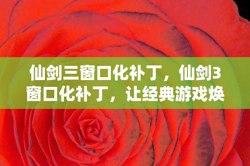 仙剑三窗口化补丁，仙剑3窗口化补丁，让经典游戏焕发新生